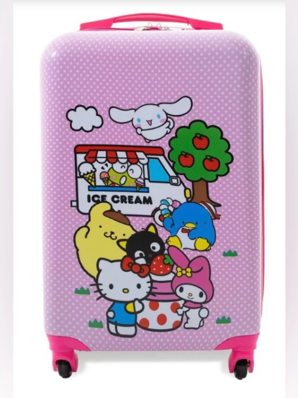 NWT Hello Kitty and Friends Pink Polka Dot Kids Rolling Suitcase